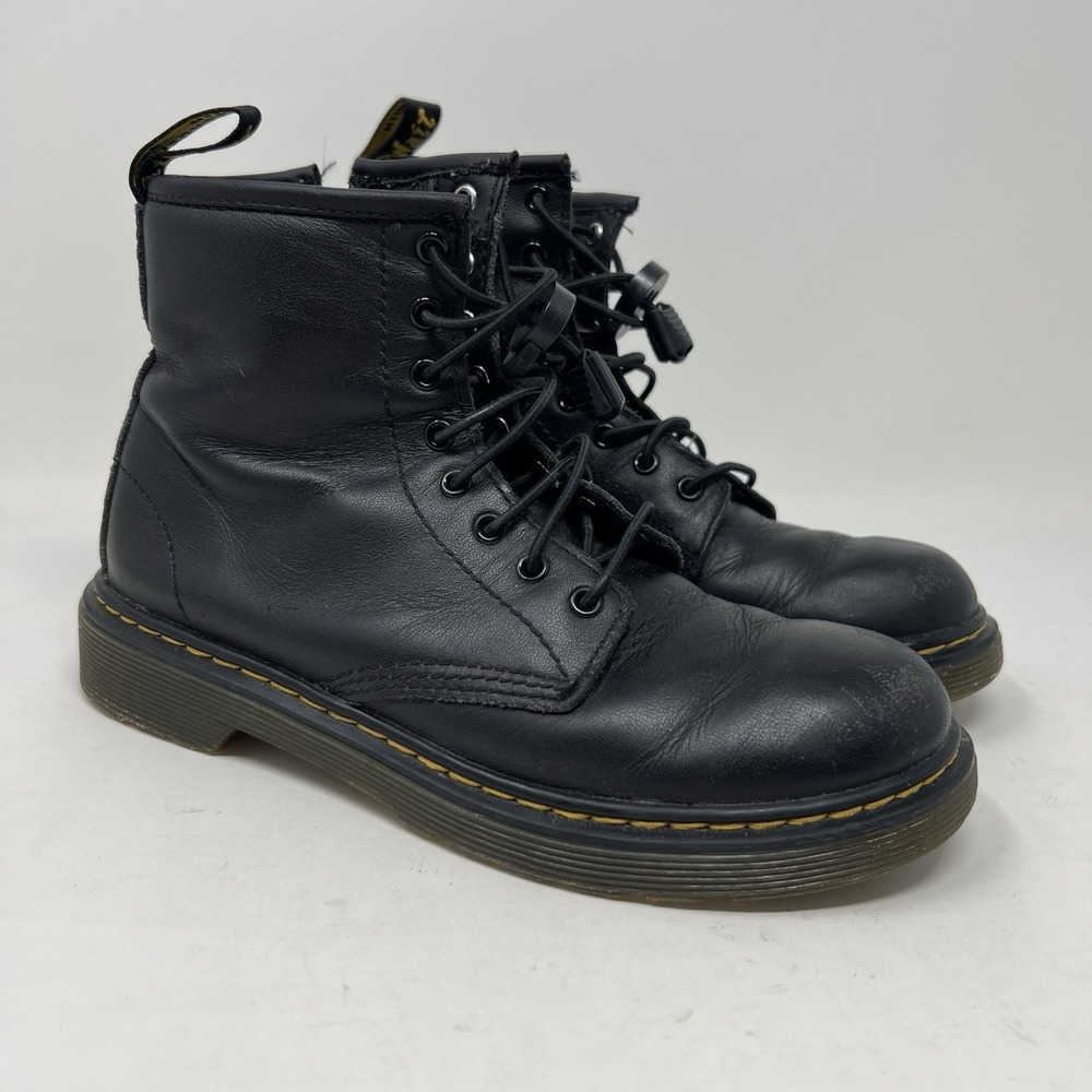 Dr Doc Martens Big Kids Youth Sz 3 Black Leather Combat Boots 1460 J UK 2 EU 34